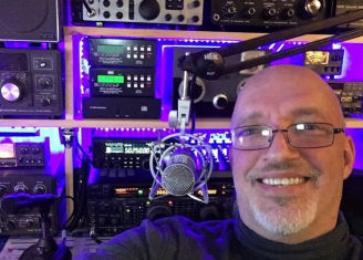 Amazing Lighting in his Ham Shack